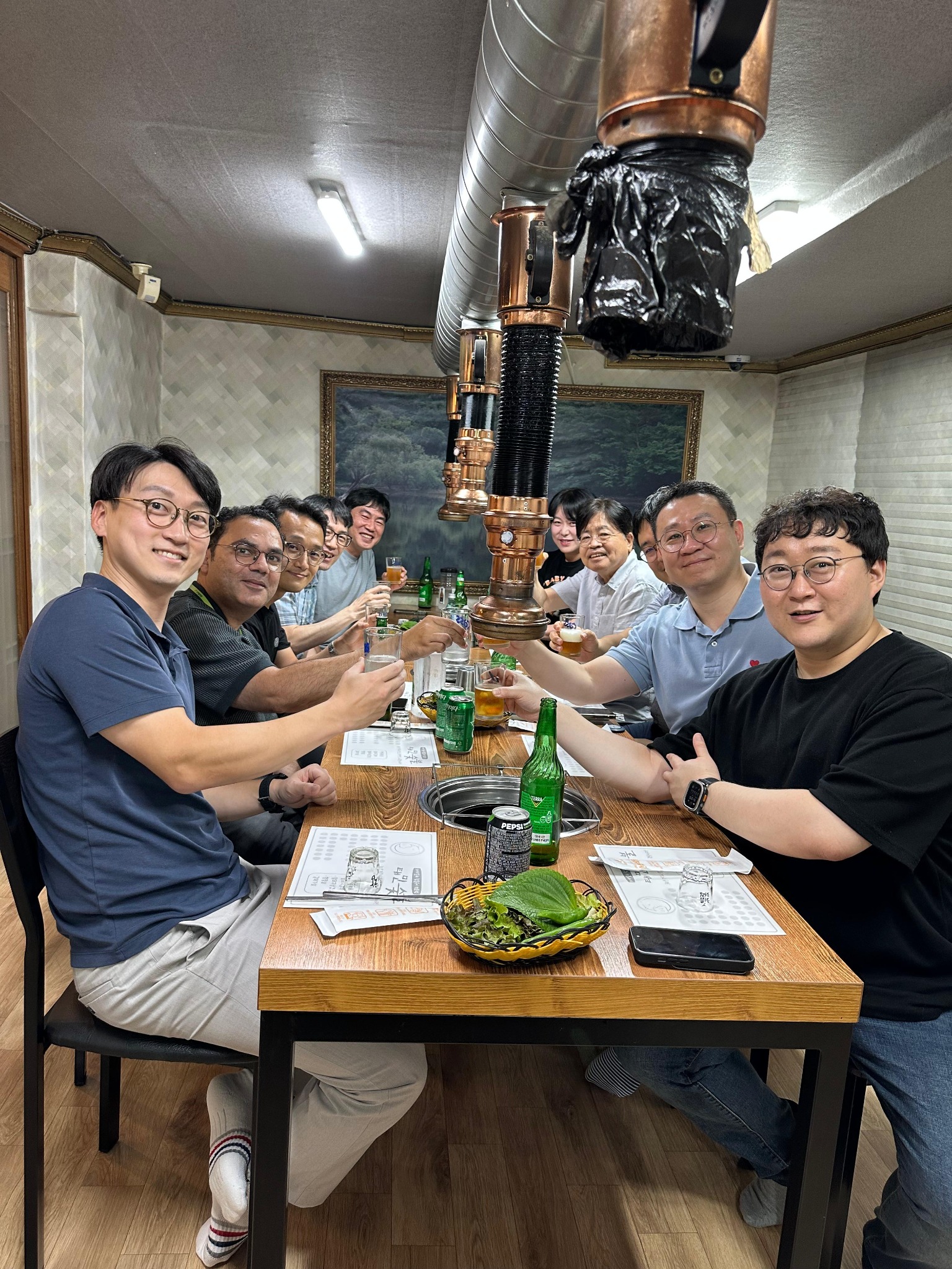 Dr. Mian Awais professional collaboration dinner with Korean spine surgery team
